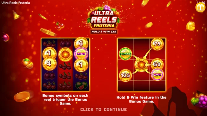 Ultra Reels Fruteria - प्रारंभिक मेनू और लॉन्च बटन